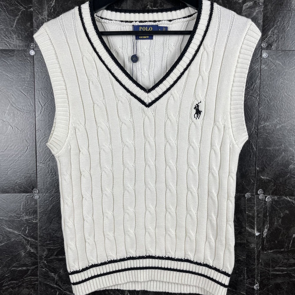 Polo Ralph Lauren Women's White Cricket Sweater Vest Small -NEW